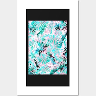 Palm leaves, Tropical print, Pattern, Print, Tropical, Blue, Pink, Pattern, Funny art, Modern art, Wall art, Print, Minimalistic, Modern Posters and Art